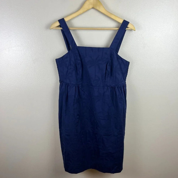 Tori Richard Slim Shady Irina Mini Dress Size 8 Jacquard Palm Tree Print Blue - Picture 1 of 12